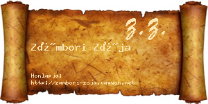 Zámbori Zója névjegykártya